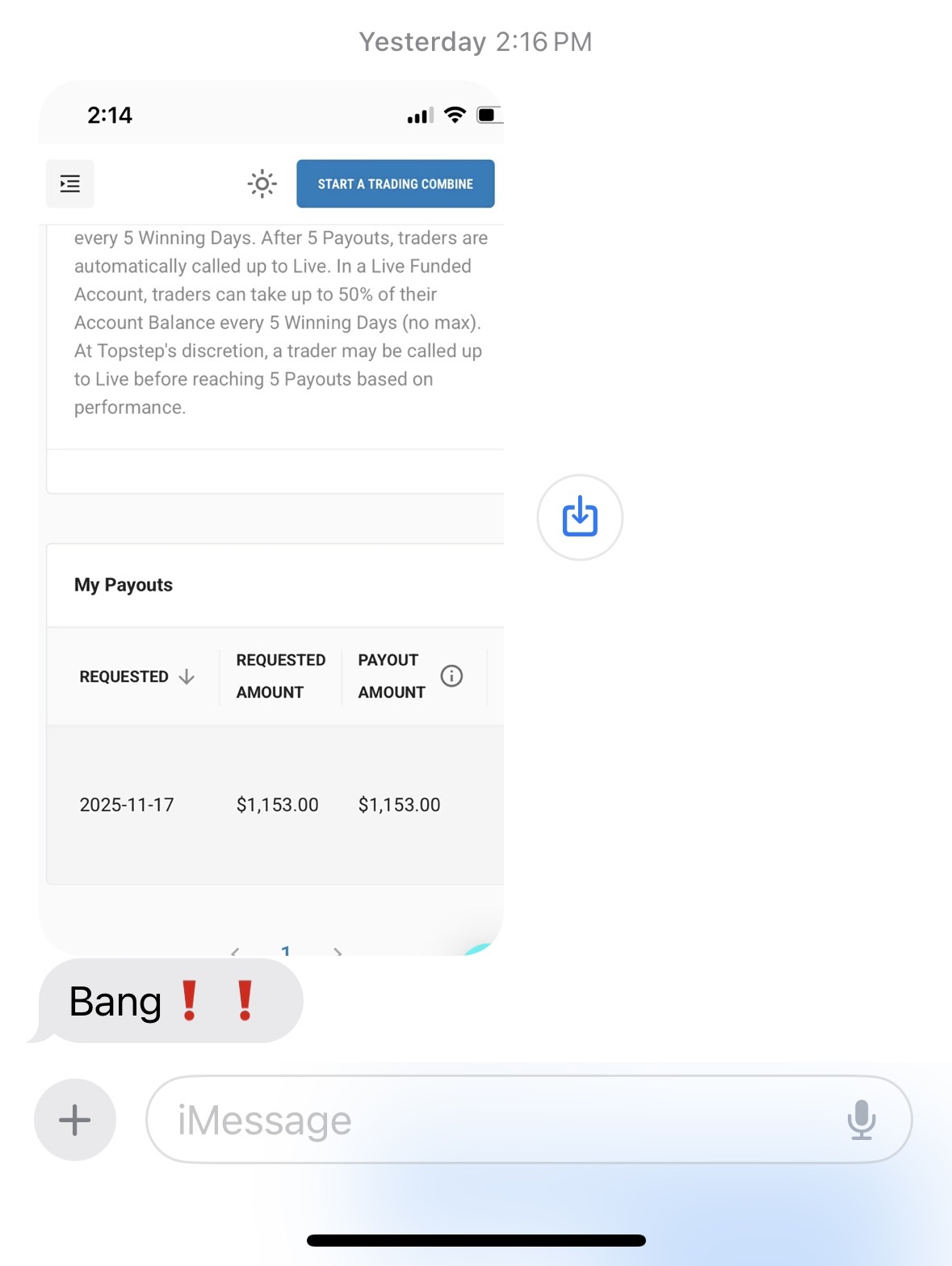Topstep payout dashboard