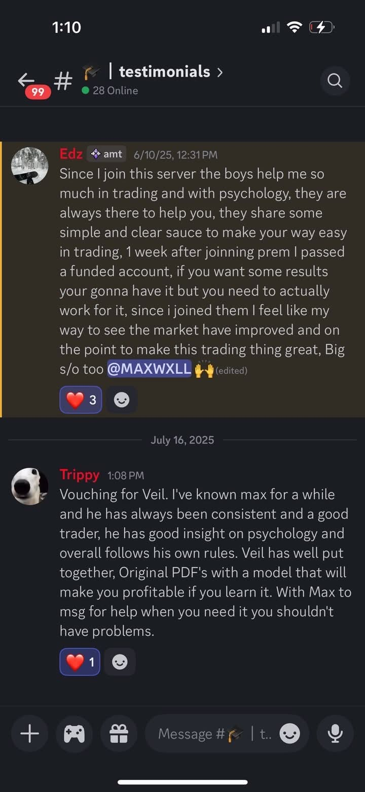 Discord testimonial from funded student